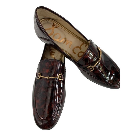 Sam Edelman Loraine Faux Patent Leather Loafers Tortoiseshell Gold Bit Size 10M - Picture 1 of 11
